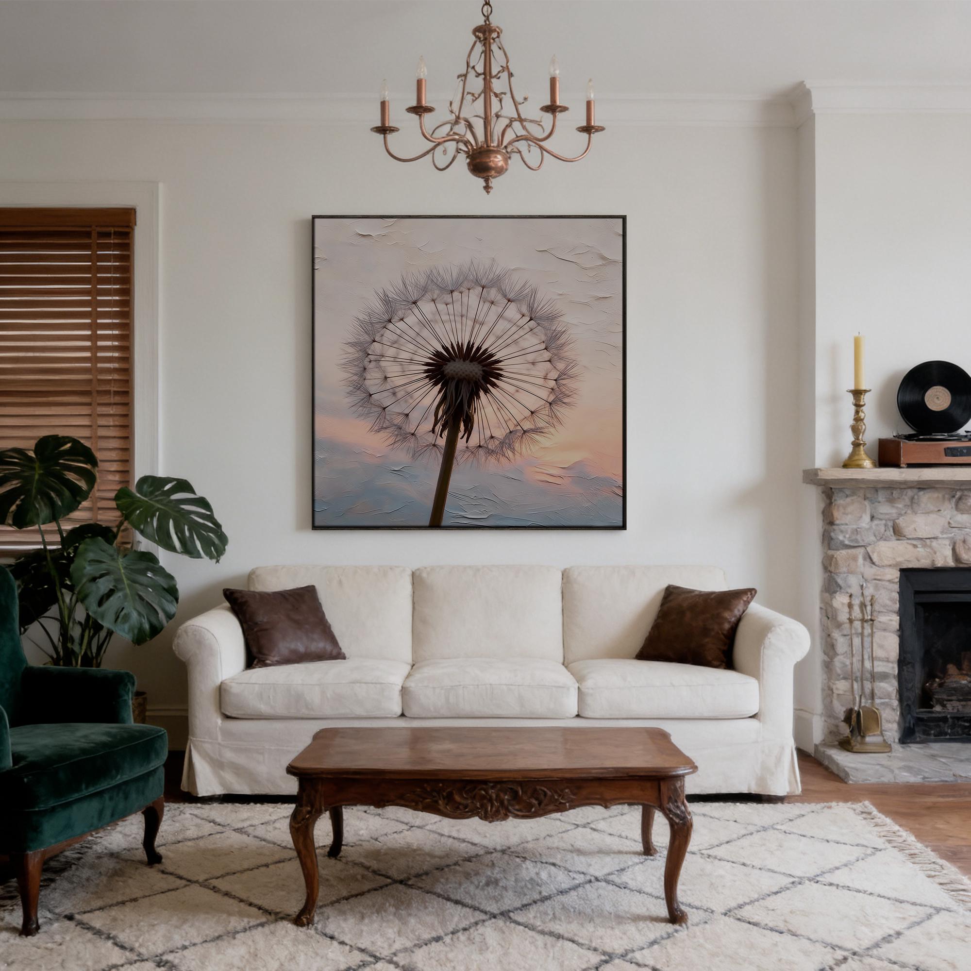 Sunset and elegant dandelions in full bloom - View 4