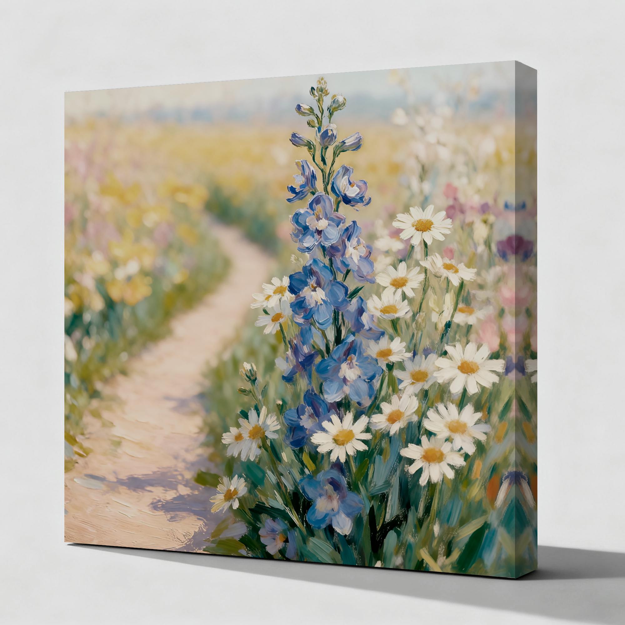 Elegant Wildflower Garden Path Oil Painting - View 2