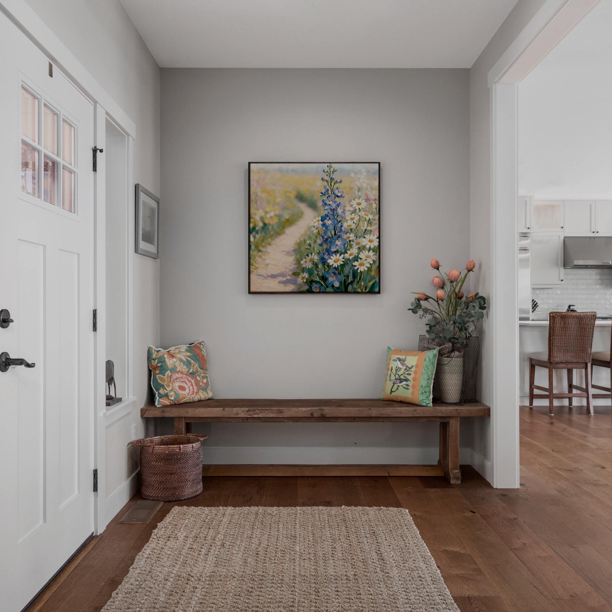 Elegant Wildflower Garden Path Oil Painting - View 3