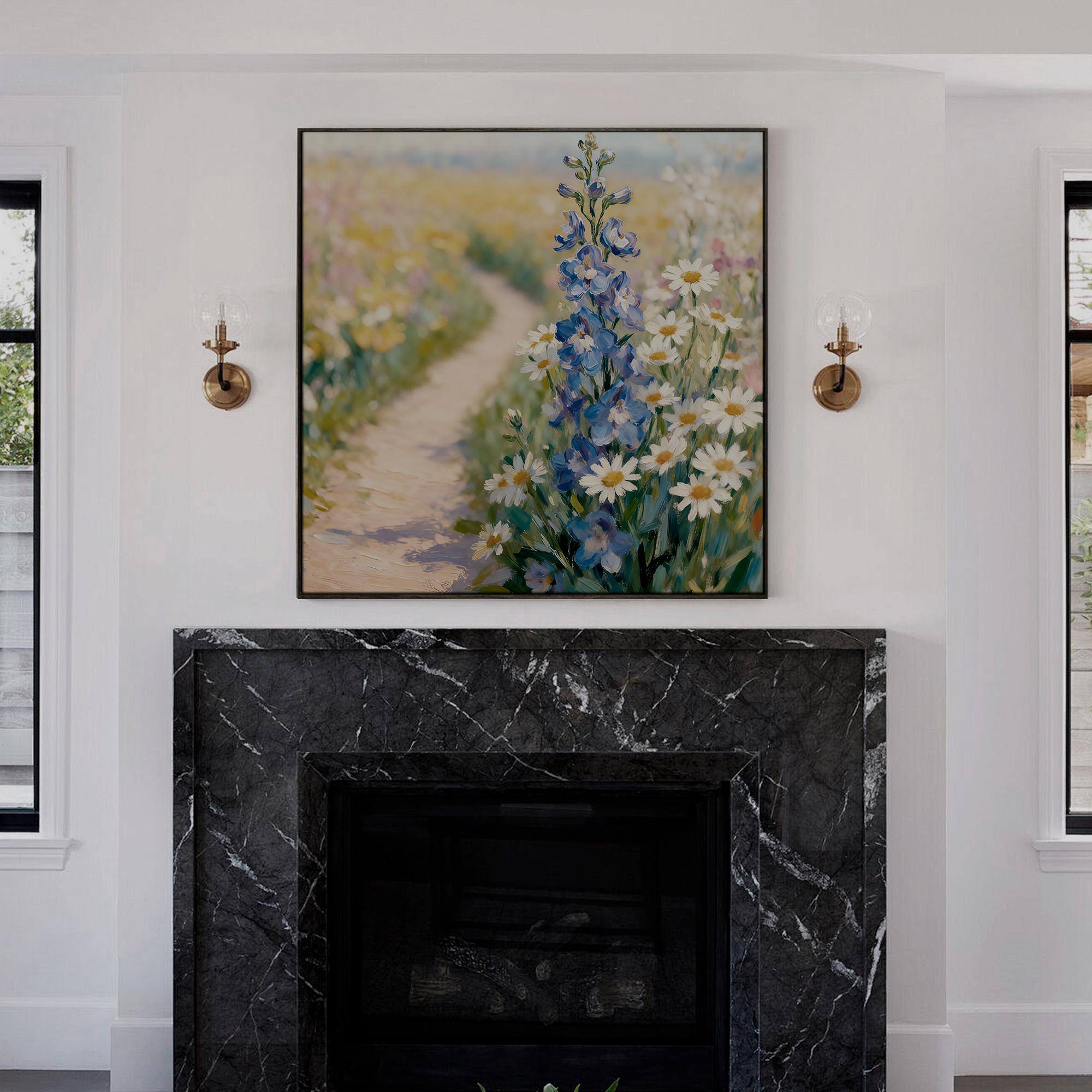 Elegant Wildflower Garden Path Oil Painting - View 4