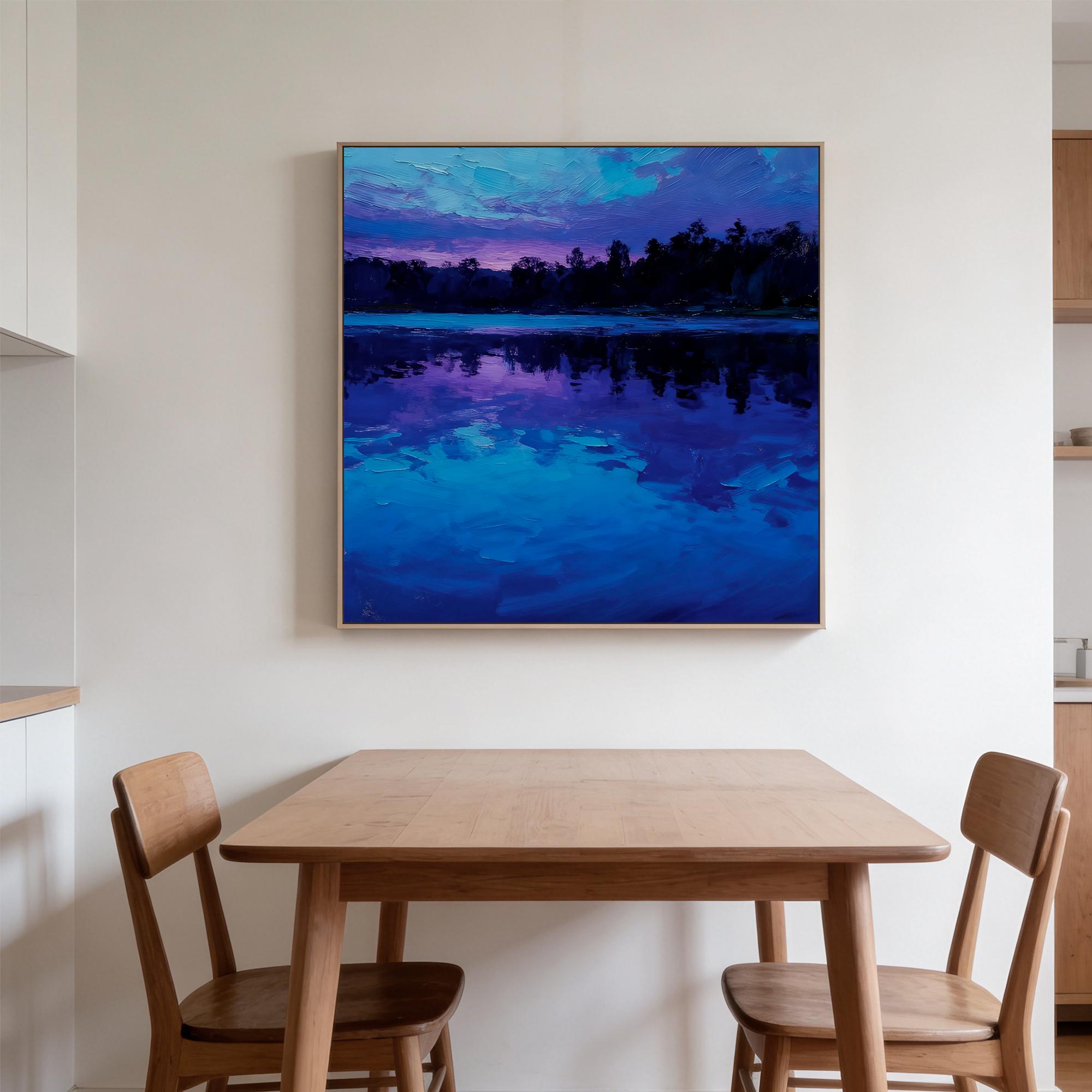 An elegant oil painting of a lake at dusk - View 4