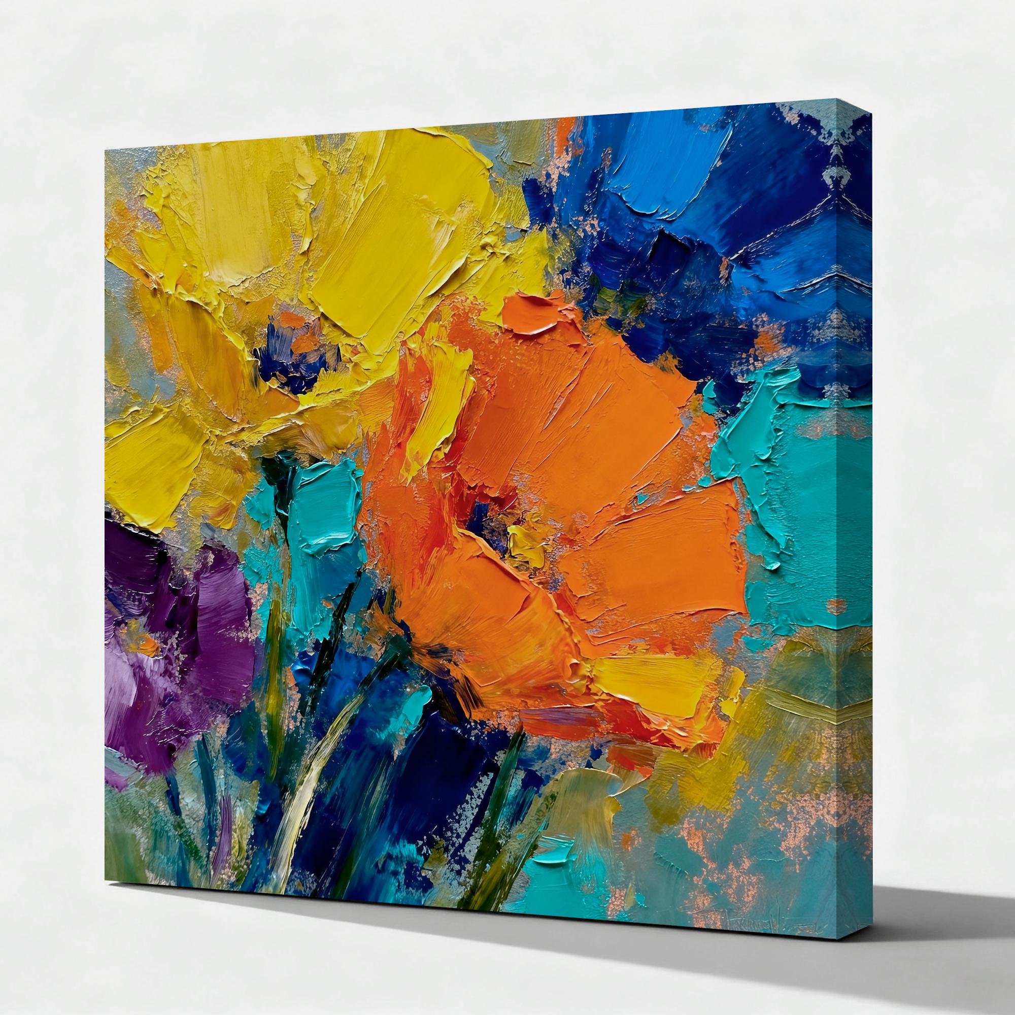 Colorful and elegant abstract floral oil paintings - View 2