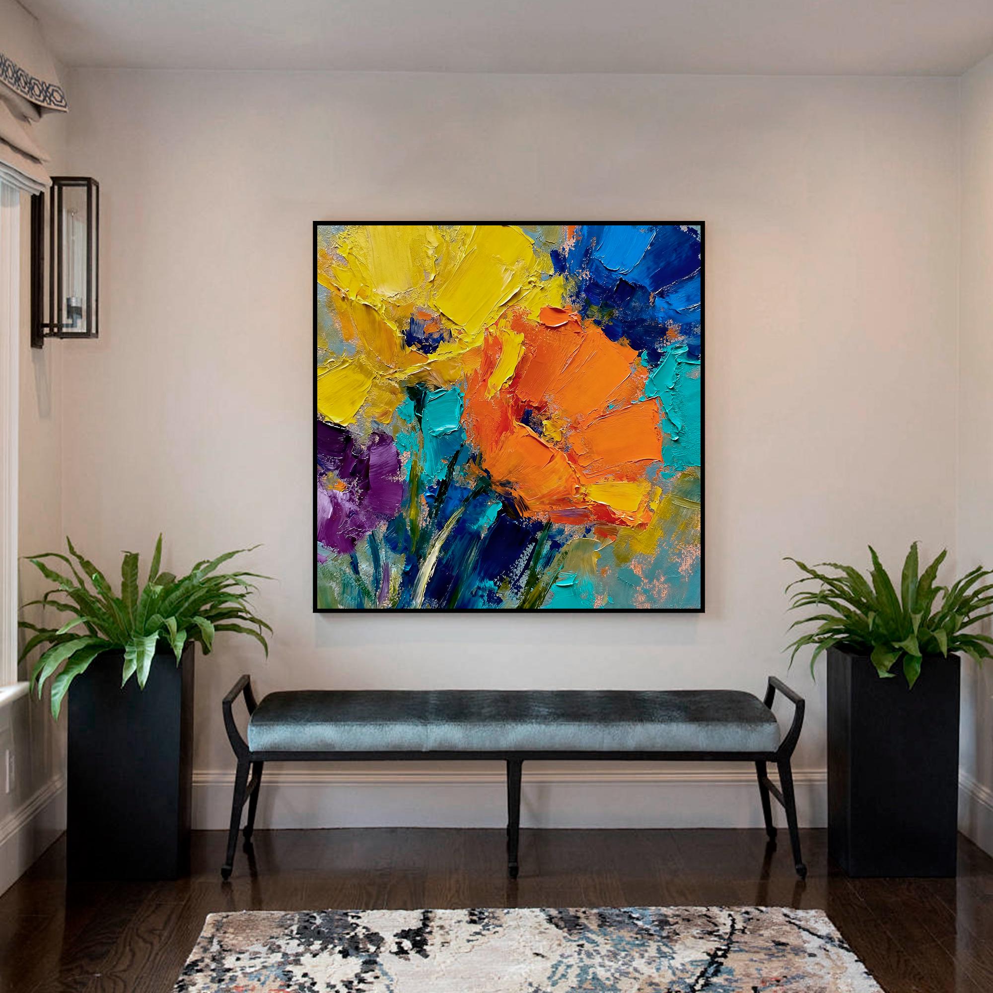 Colorful and elegant abstract floral oil paintings - View 3