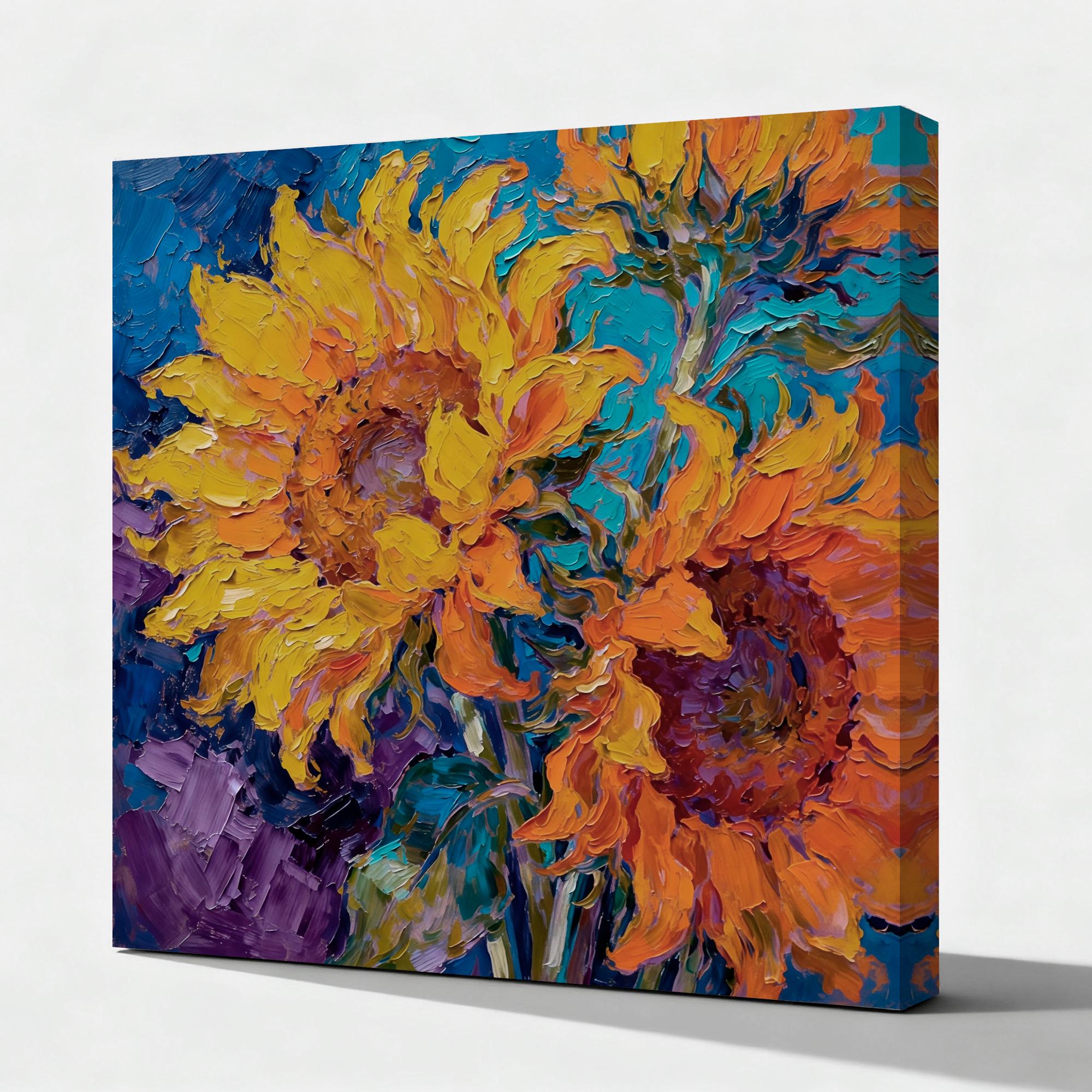 Rich in orange and yellow floral oil paintings - View 2