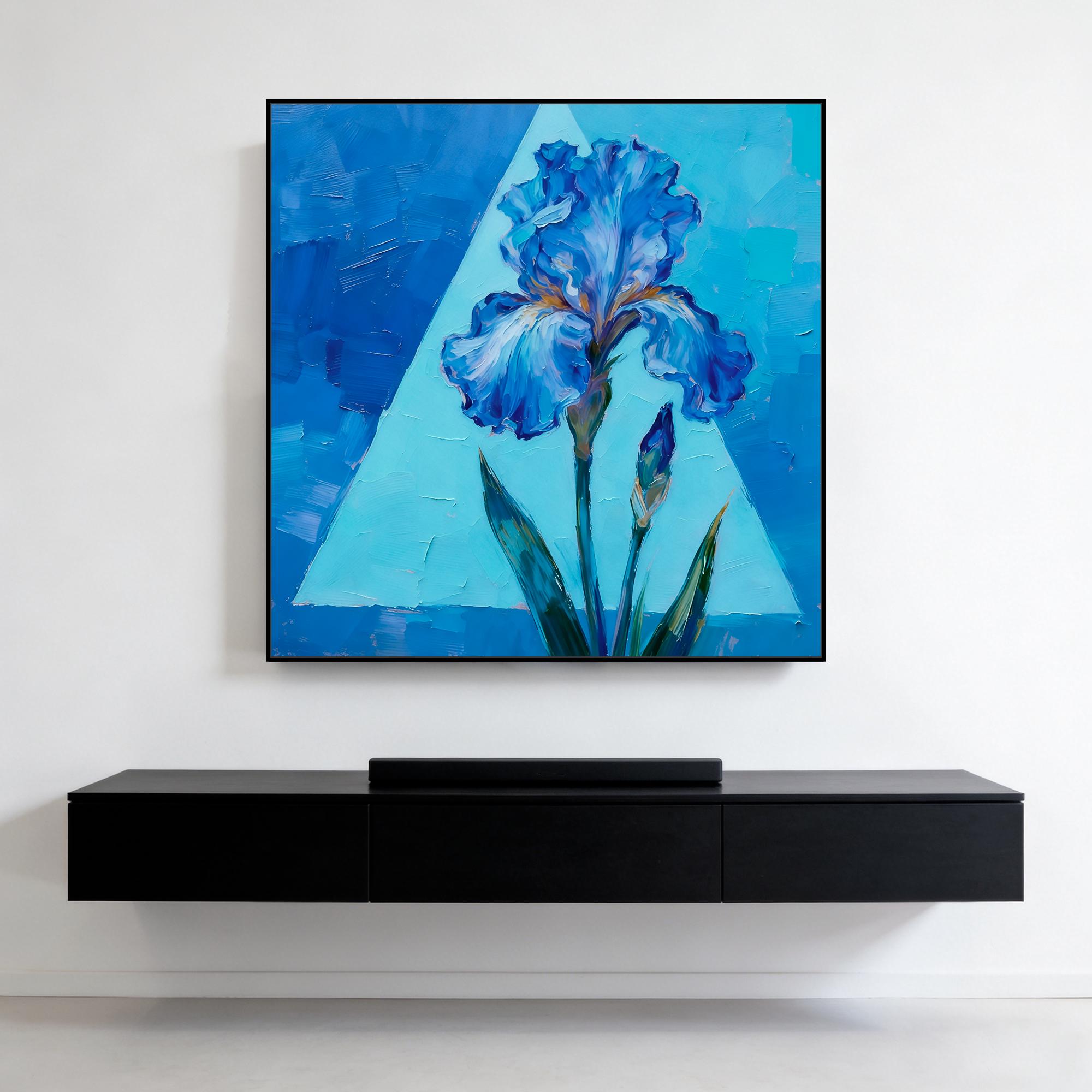 Elegant Blue Iris Oil Painting
