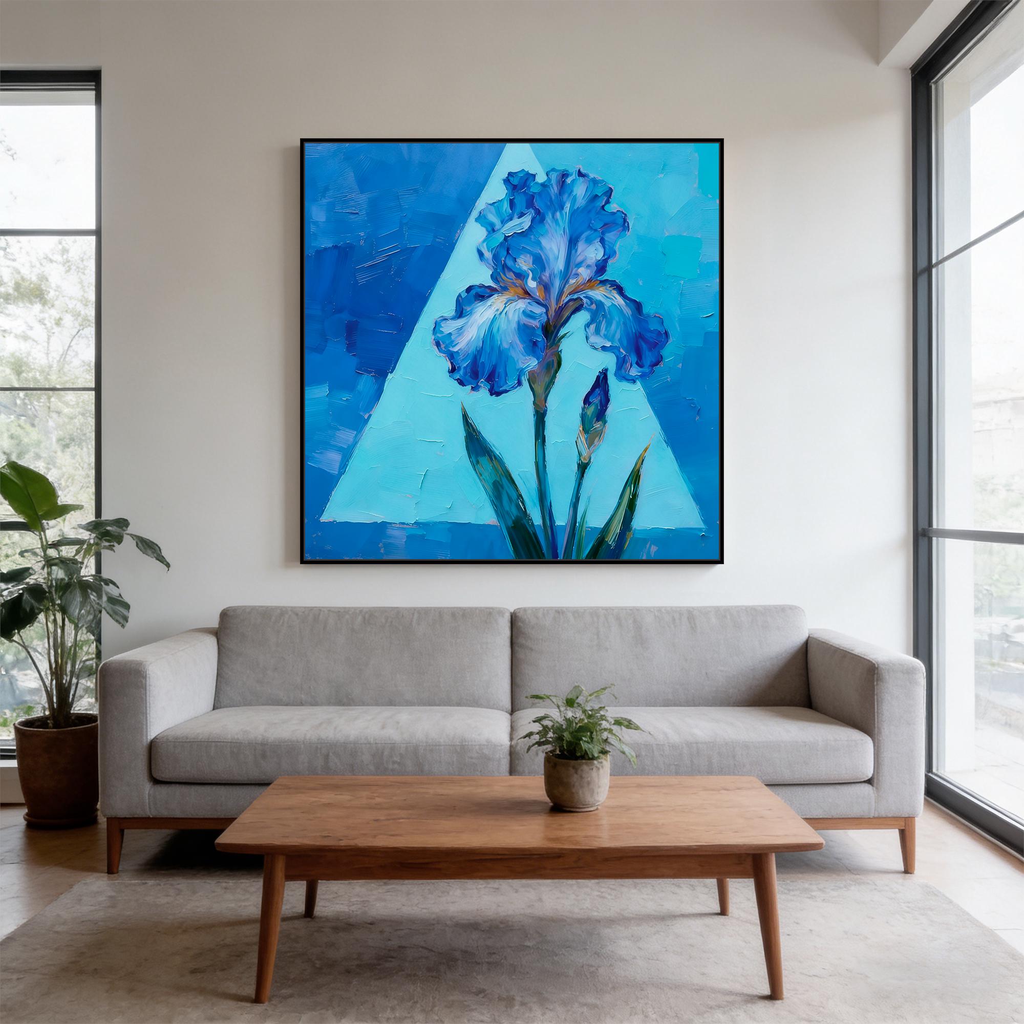 Elegant Blue Iris Oil Painting - View 4