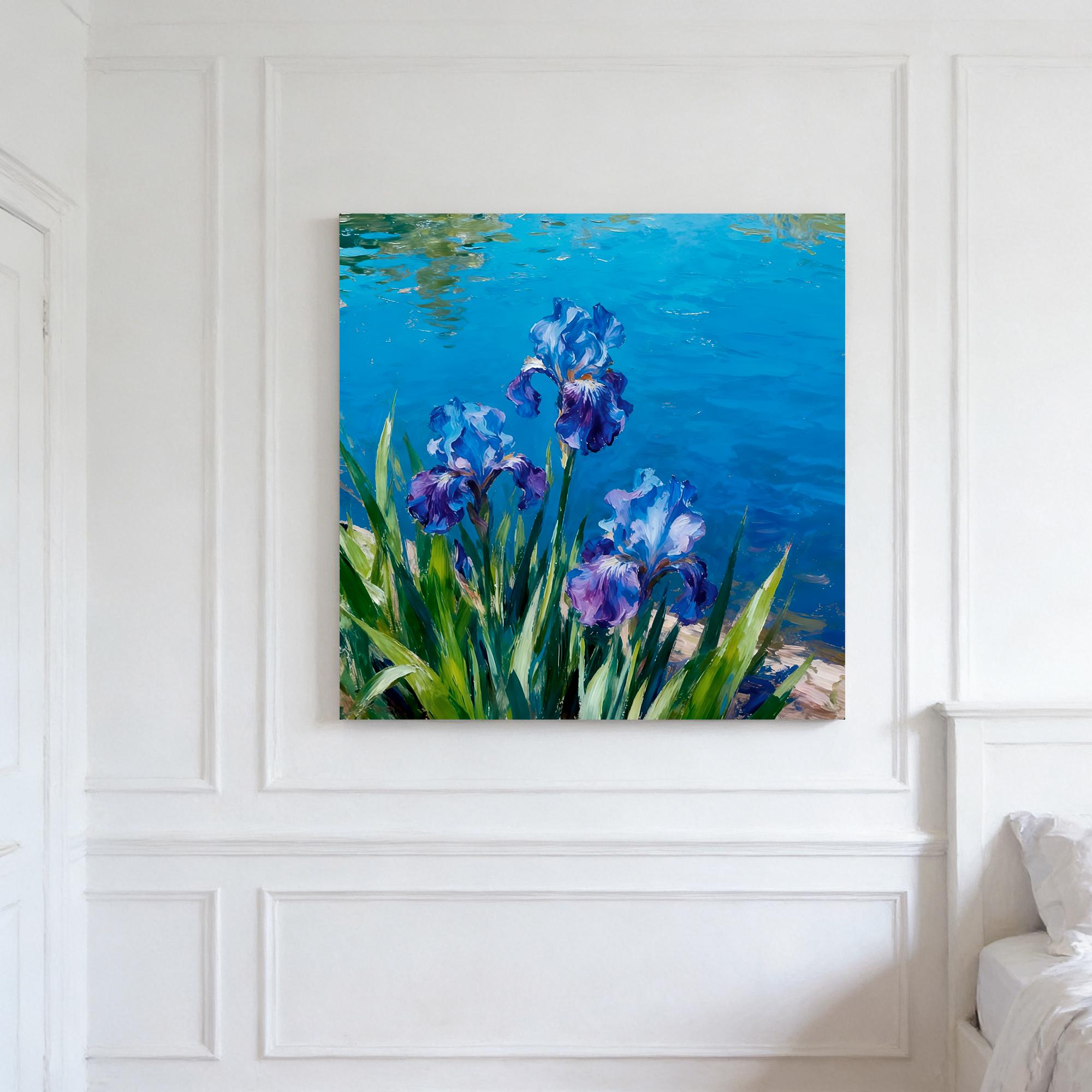 Oil painting of plants lakeand flowers - View 3