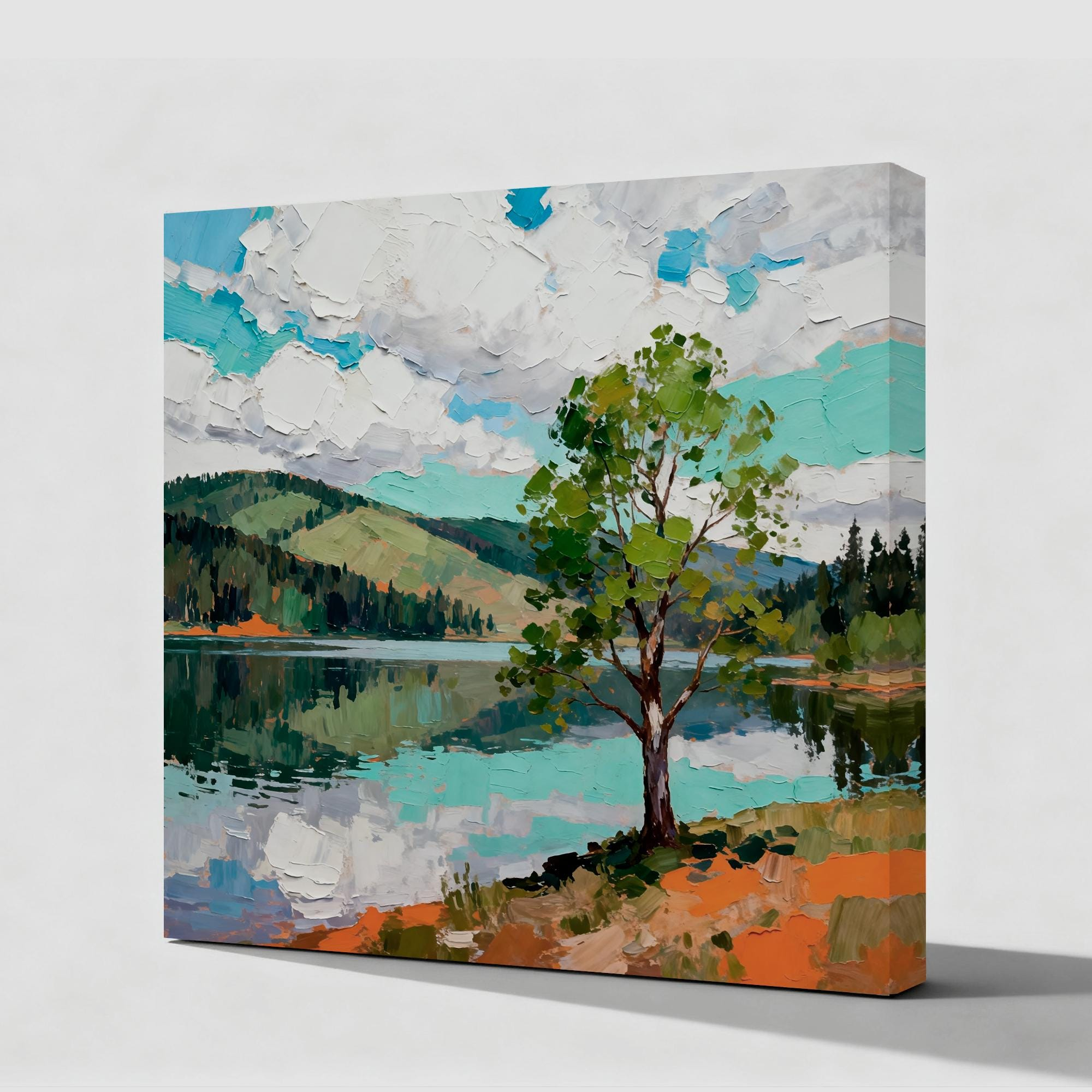 Tranquil natural reflection landscape painting - View 2