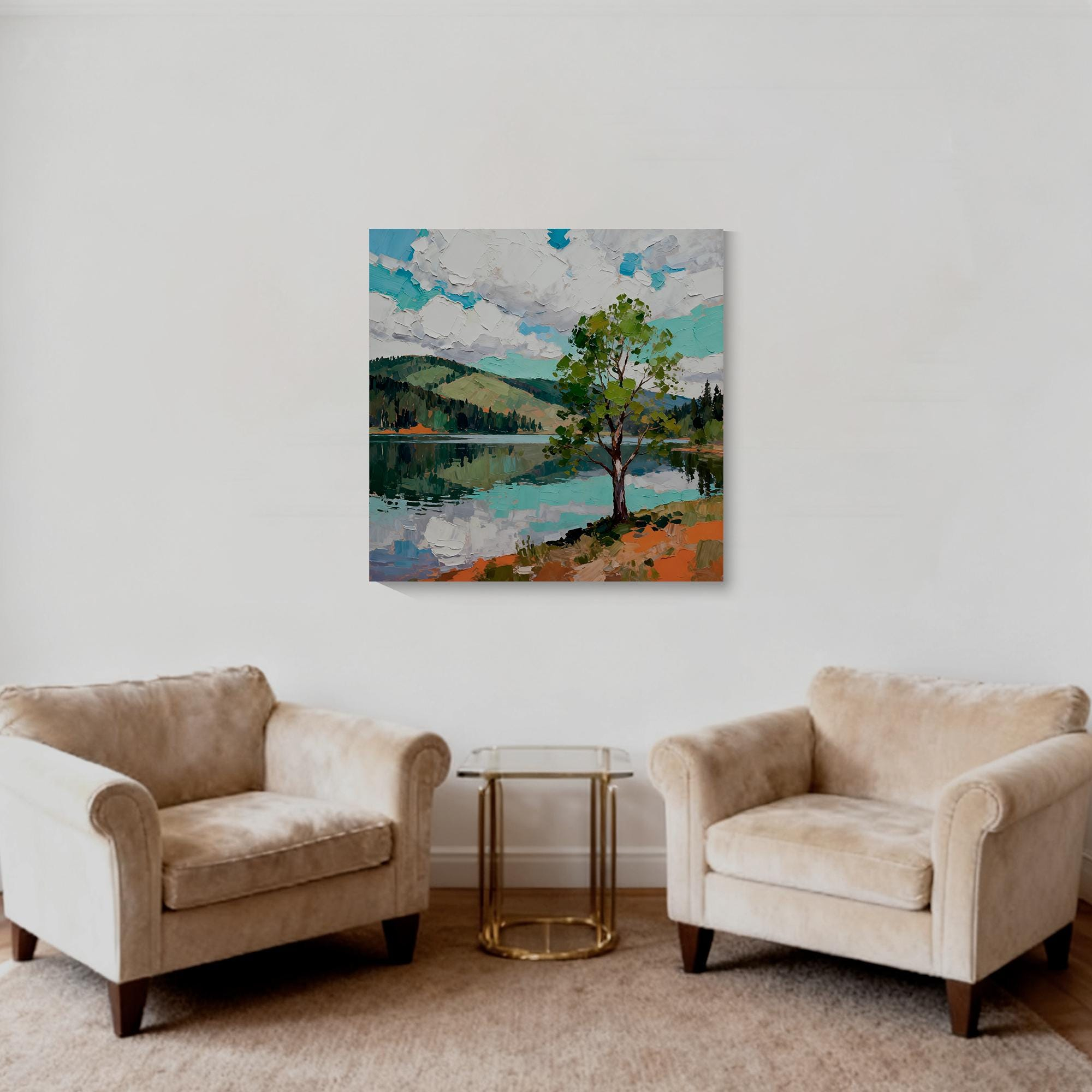 Tranquil natural reflection landscape painting - View 4